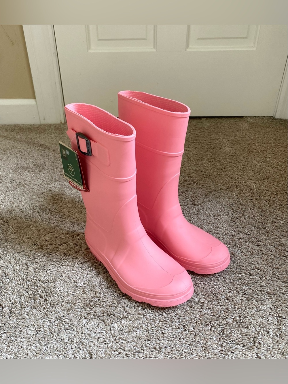 Kamik Kids' Pink Raindrops Rain Boots - Size Youth 1 - New